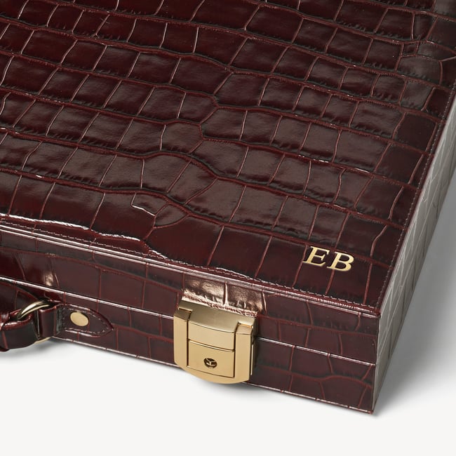 17-inch Backgammon Set Deep Shine Amazon Brown Croc
