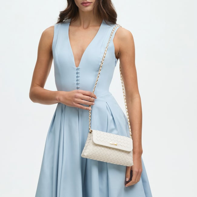 Sunrise Sunset Clutch Chalk White Woven Leather