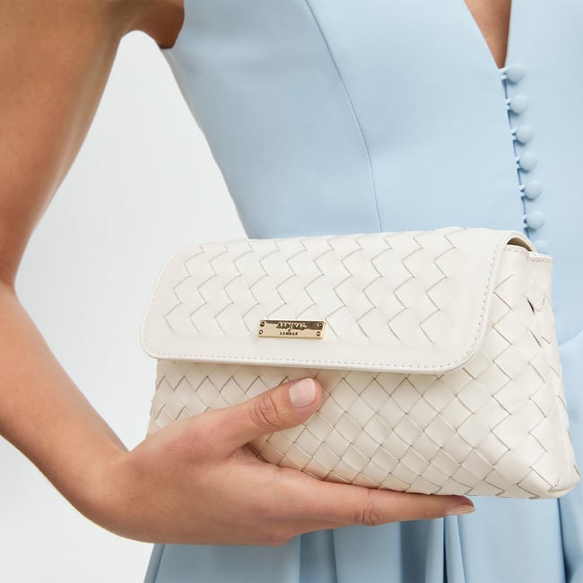 Sunrise Sunset Clutch Chalk White Woven Leather
