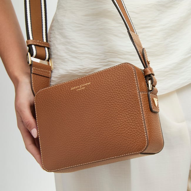 Camera Crossbody with Changeable Straps Tan Pebble