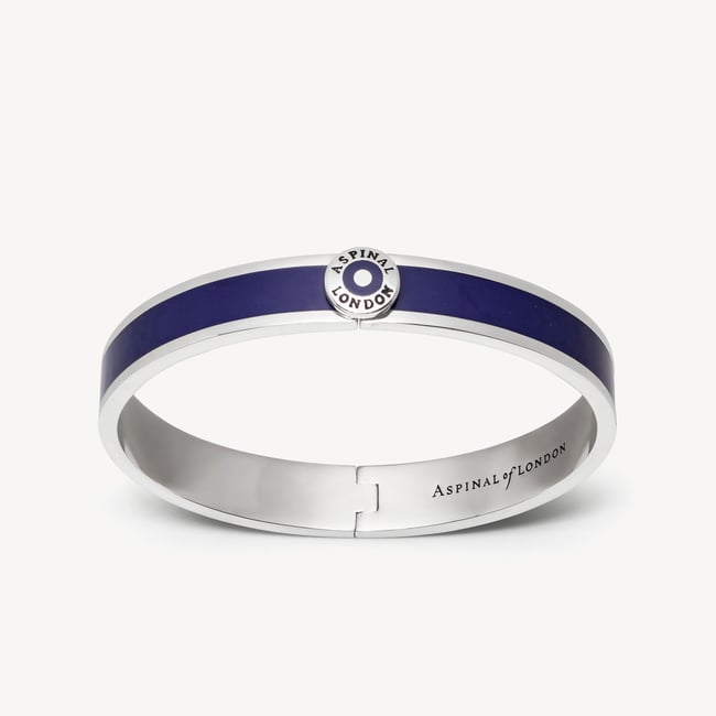 Enamel Bangle Navy Enamel & Palladium Silver Plated