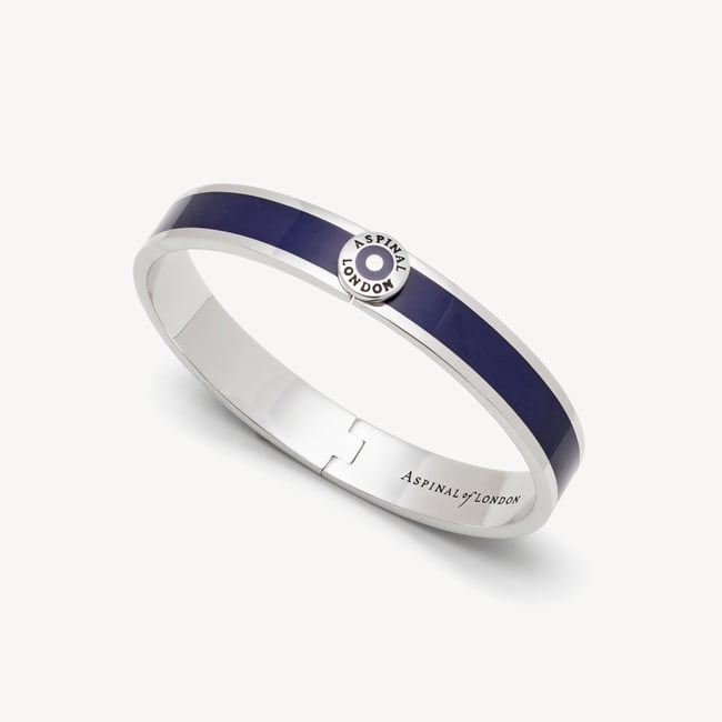 Enamel Bangle Navy Enamel & Palladium Silver Plated