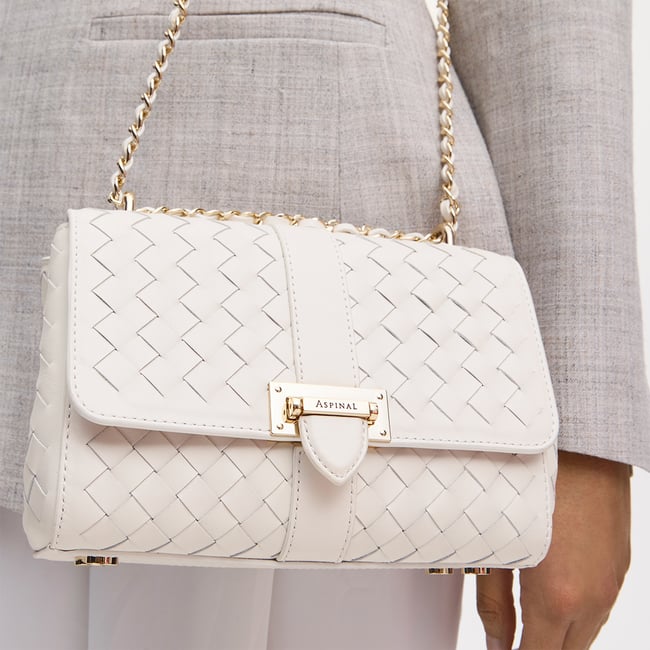 Lottie Chalk White Woven Leather