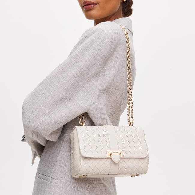Lottie Chalk White Woven Leather