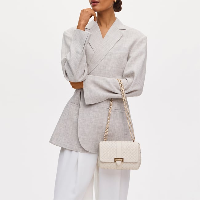 Lottie Chalk White Woven Leather