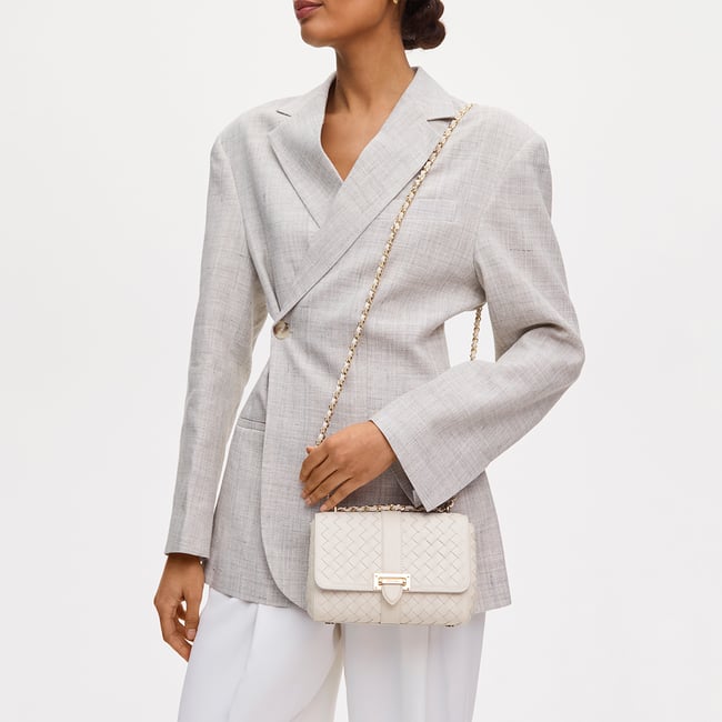 Lottie Chalk White Woven Leather
