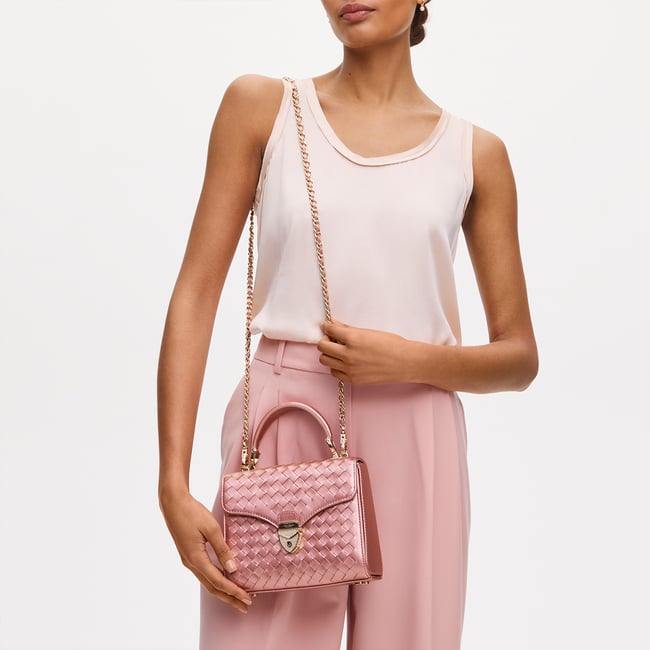 Midi Mayfair® Blush Pink Metallic Woven Leather