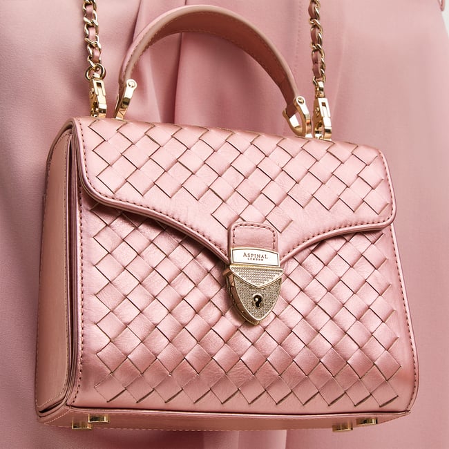 Midi Mayfair® Blush Pink Metallic Woven Leather