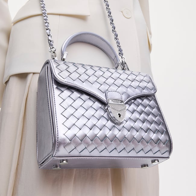 Midi Mayfair® Blue Metallic Woven Leather