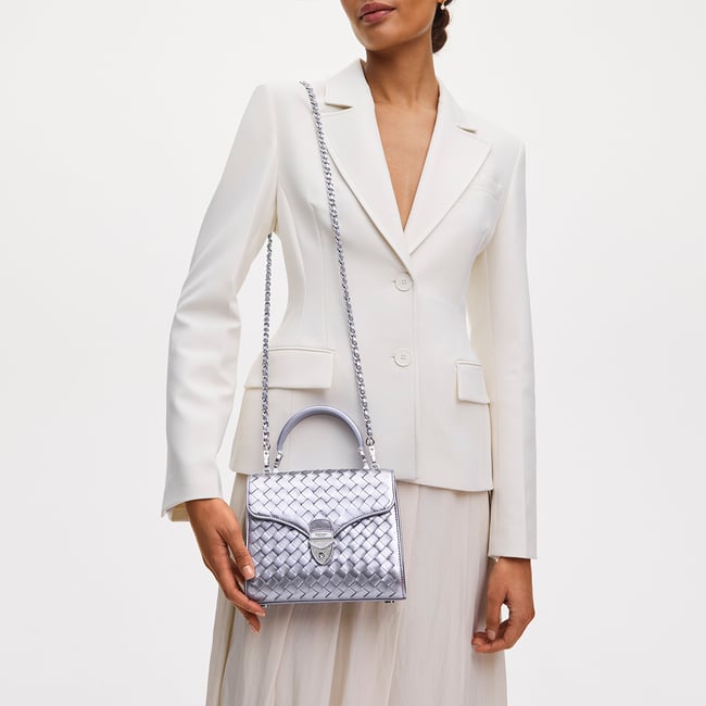 Midi Mayfair® Blue Metallic Woven Leather