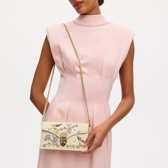Mayfair®Clutch Ivory Canvas Raffia