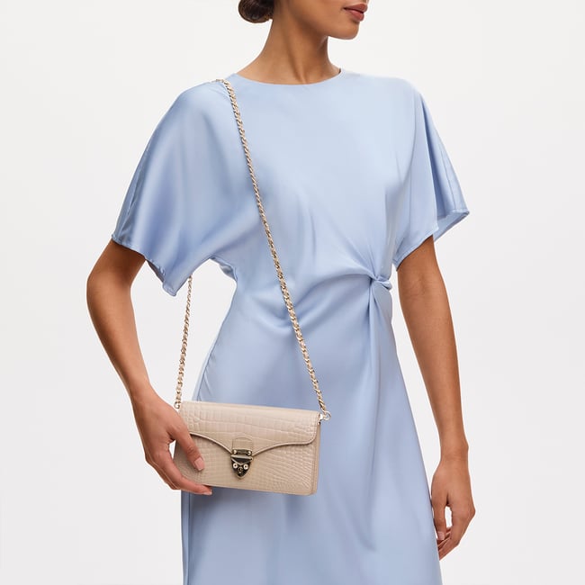 Mayfair®Clutch Soft Taupe Patent Croc