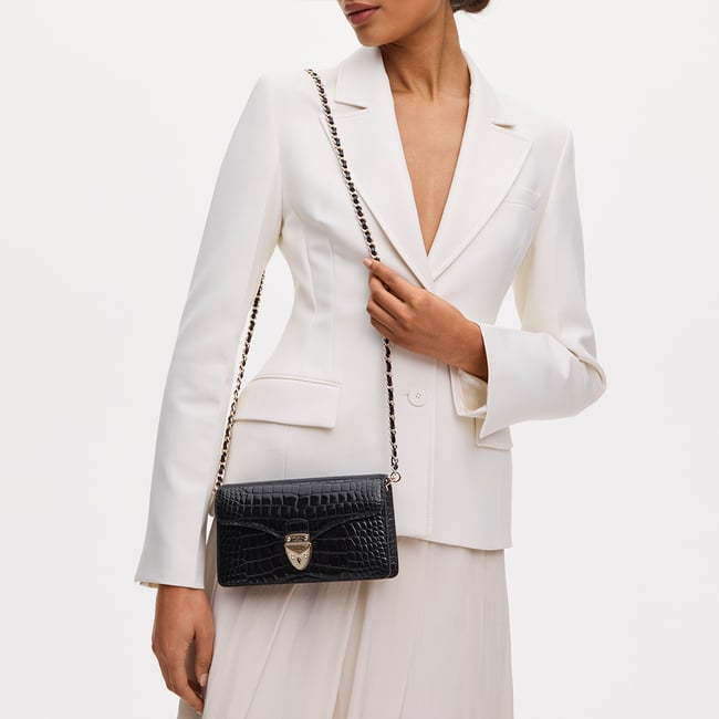 Mayfair®Clutch Black Patent Croc
