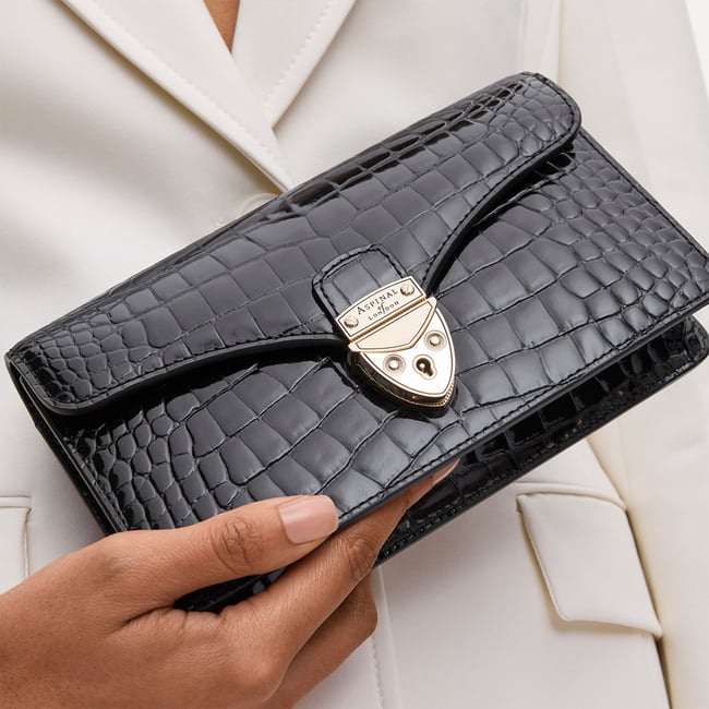 Mayfair®Clutch Black Patent Croc