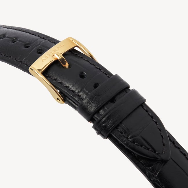 Mayfair® Classic Watch 23ct Gold Plated - Deep Shine Black Croc