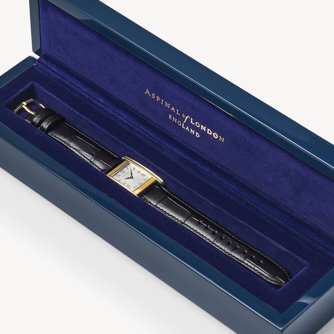 Mayfair® Classic Watch 23ct Gold Plated - Deep Shine Black Croc