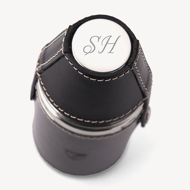 6oz Hunter Leather Flask Smooth Cognac & Espresso Suede