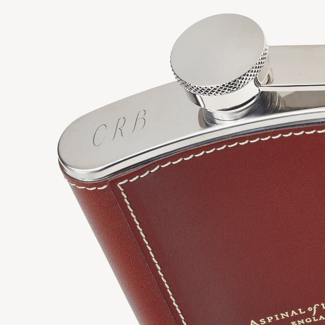 Classic 5oz Leather Hip Flask Smooth Cognac