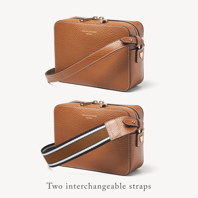 Camera Crossbody with Changeable Straps Tan Pebble