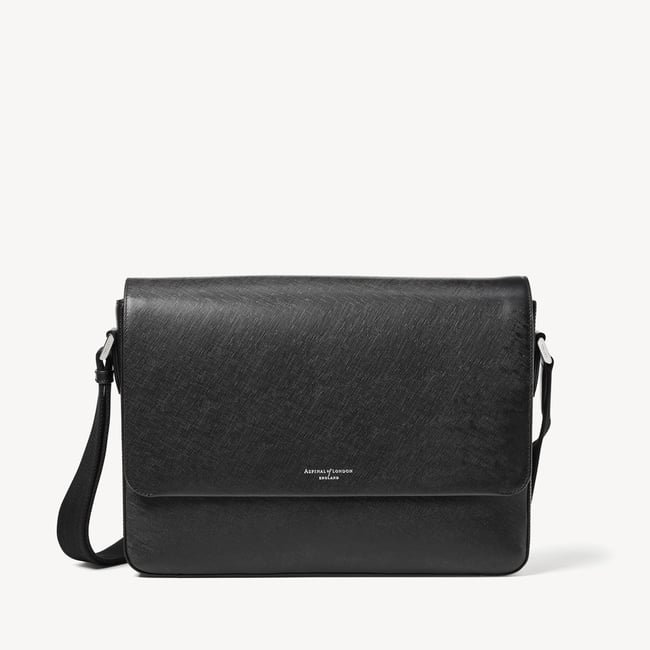 Slim Postman Messenger Black Saffiano