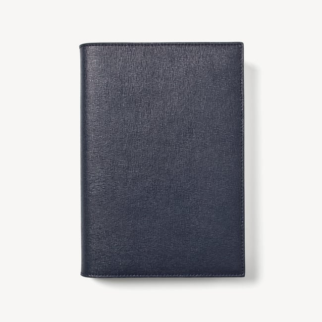 A5 Refillable Luxury Journal Navy Saffiano with Soft Suede Lining