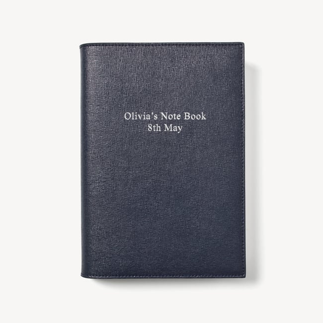 A5 Refillable Luxury Journal Navy Saffiano with Soft Suede Lining
