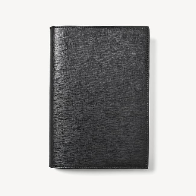 A5 Refillable Luxury Journal Black Saffiano with Soft Suede Lining