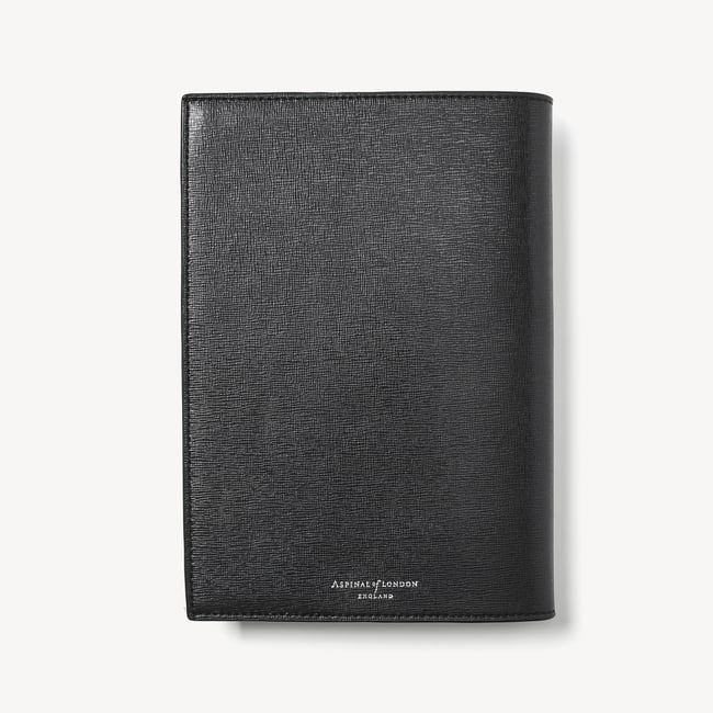 A5 Refillable Luxury Journal Black Saffiano with Soft Suede Lining