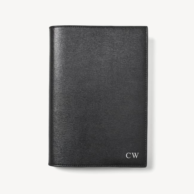 A5 Refillable Luxury Journal Black Saffiano with Soft Suede Lining
