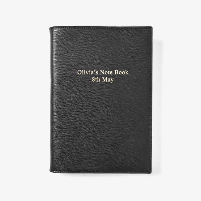 A5 Refillable Luxury Journal Black Soft Saffiano with Soft Suede Lining