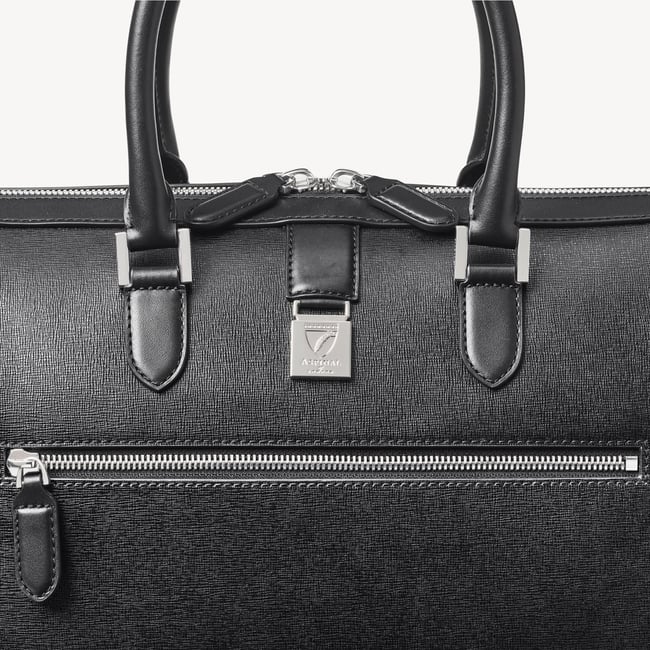 Connaught Flight Work Bag Black Saffiano