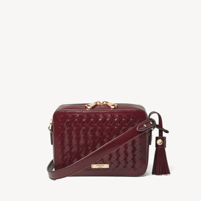 Camera Crossbody Merlot Woven Leather