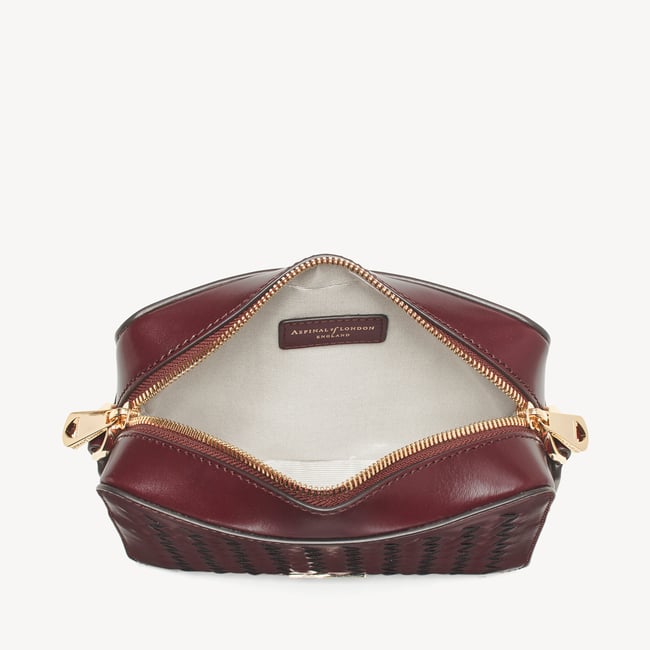 Camera Crossbody Merlot Woven Leather