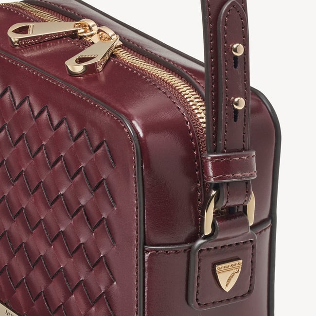 Camera Crossbody Merlot Woven Leather
