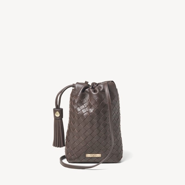 Soho Crossbody Pouch Chocolate Woven Leather