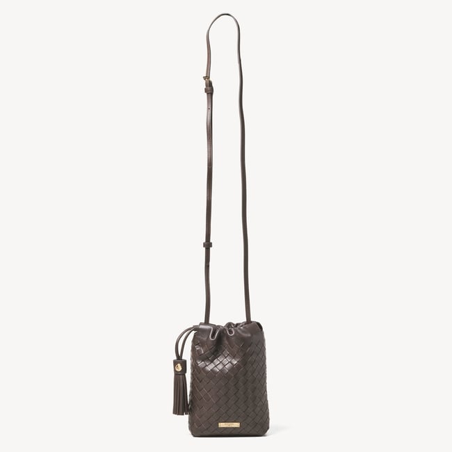Soho Crossbody Pouch Chocolate Woven Leather