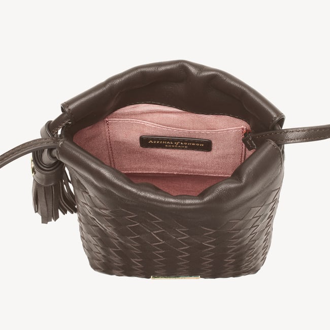 Soho Crossbody Pouch Chocolate Woven Leather