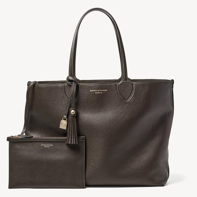 Hudson Tote Chocolate Milled Pebble