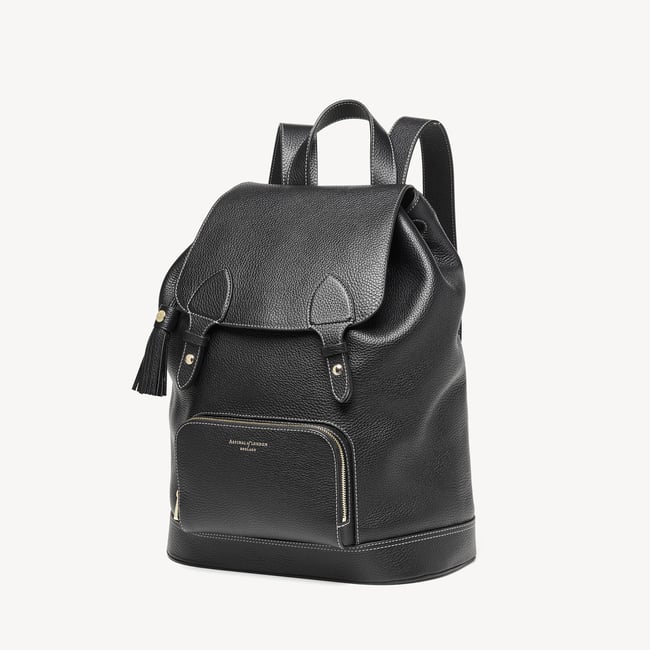 Hudson Medium Backpack Black Milled Pebble