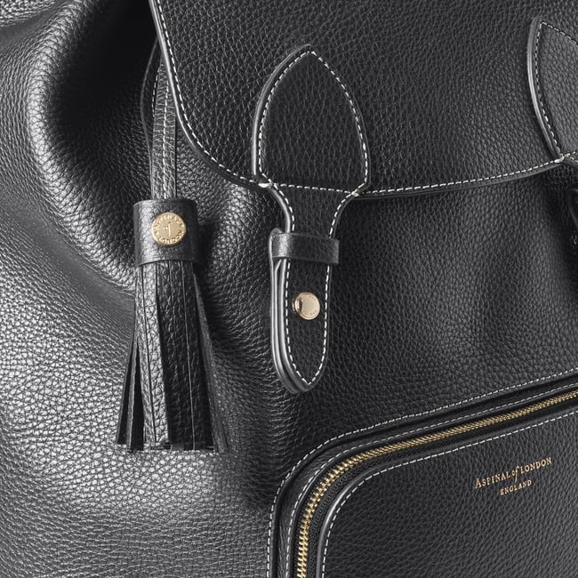 Hudson Medium Backpack Black Milled Pebble