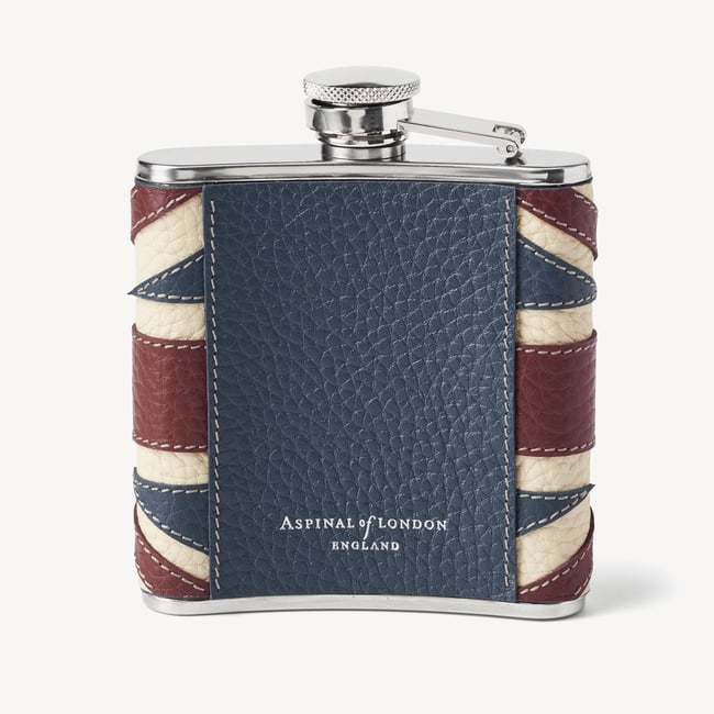Classic 5oz Leather Hip Flask Brit Pebble