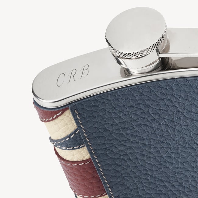 Classic 5oz Leather Hip Flask Brit Pebble