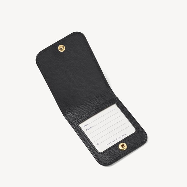 Travel Luggage Tag Black Soft Saffiano
