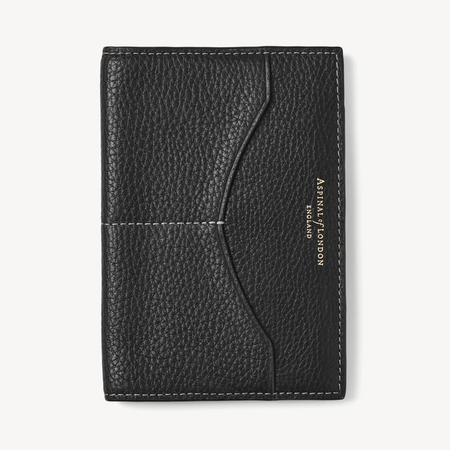 Hudson Passport Cover Black Milled Pebble