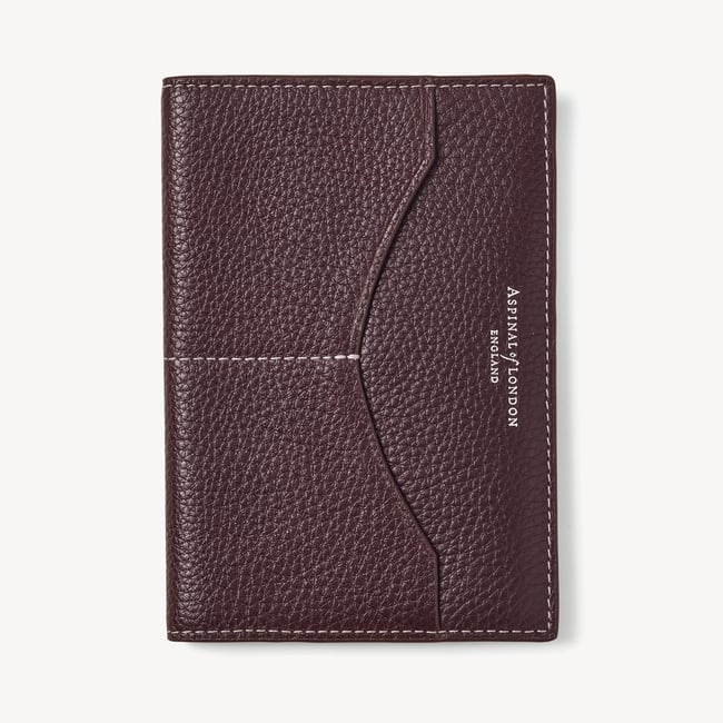 Hudson Passport Cover Wine Milled Pebble