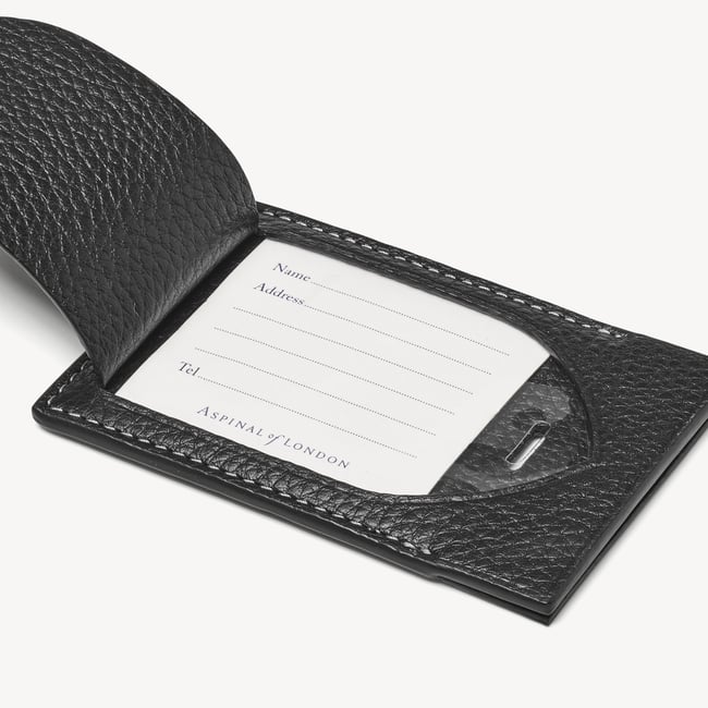 Hudson Luggage Tag Black Milled Pebble