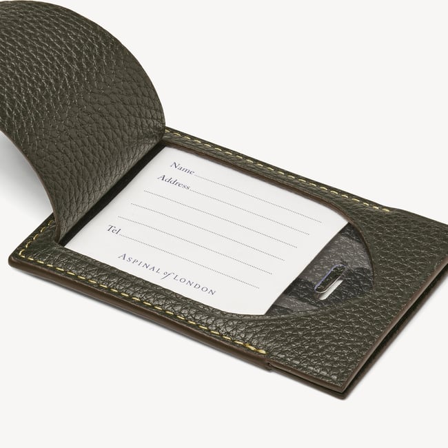 Hudson Luggage Tag Forest Green Milled Pebble