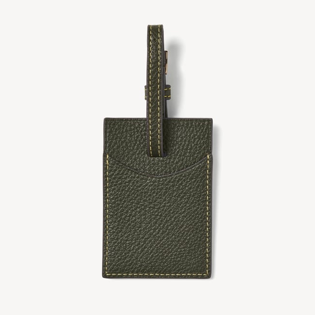 Hudson Luggage Tag Forest Green Milled Pebble