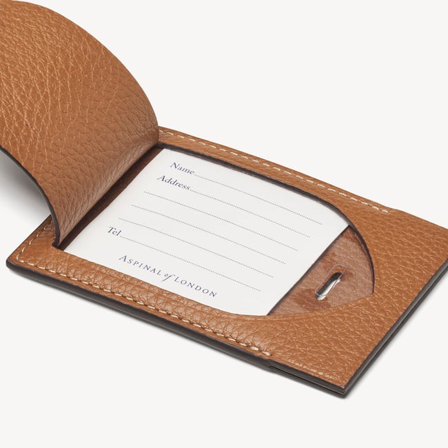 Hudson Luggage Tag Tan Milled Pebble