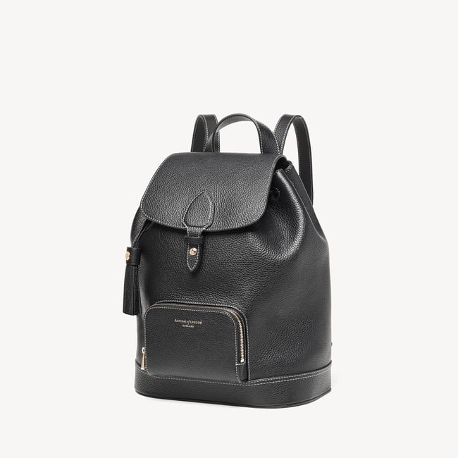 Hudson Small Backpack Black Milled Pebble